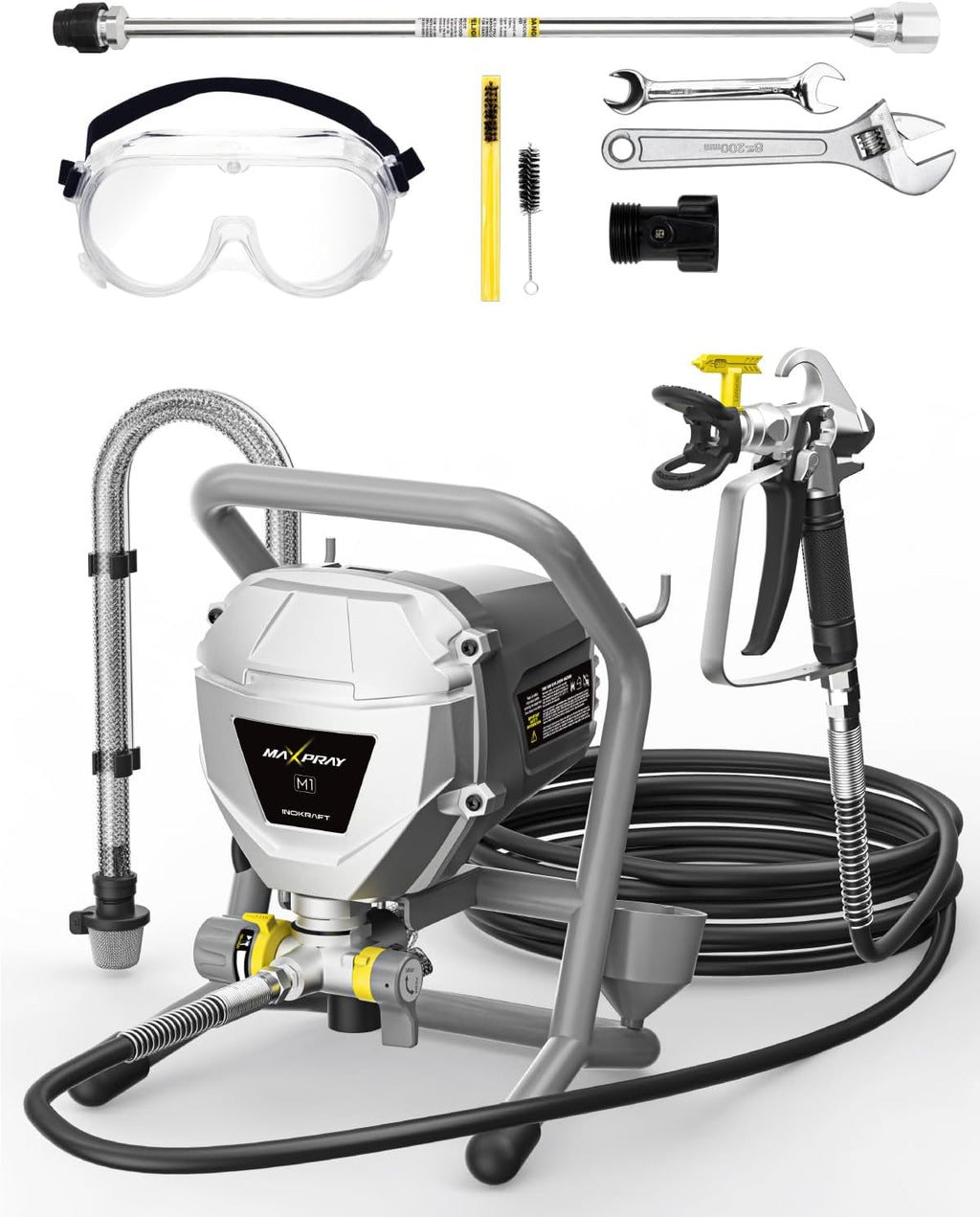 Airless Paint Sprayer, 2024 Version, High Efficiency, Thinning-Free, Minimal Overspray, for Home Exterior & House Interior DIY Painting Projects, with Paint Sprayer Accessories