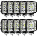 4-inch LED 120W 10000lm 12V 24V Truck ATV UTV RV RZR Boat Pickup Golf Cart Snow blower Square LED Off-road driving workplace Cube Light Pod, 10Pack