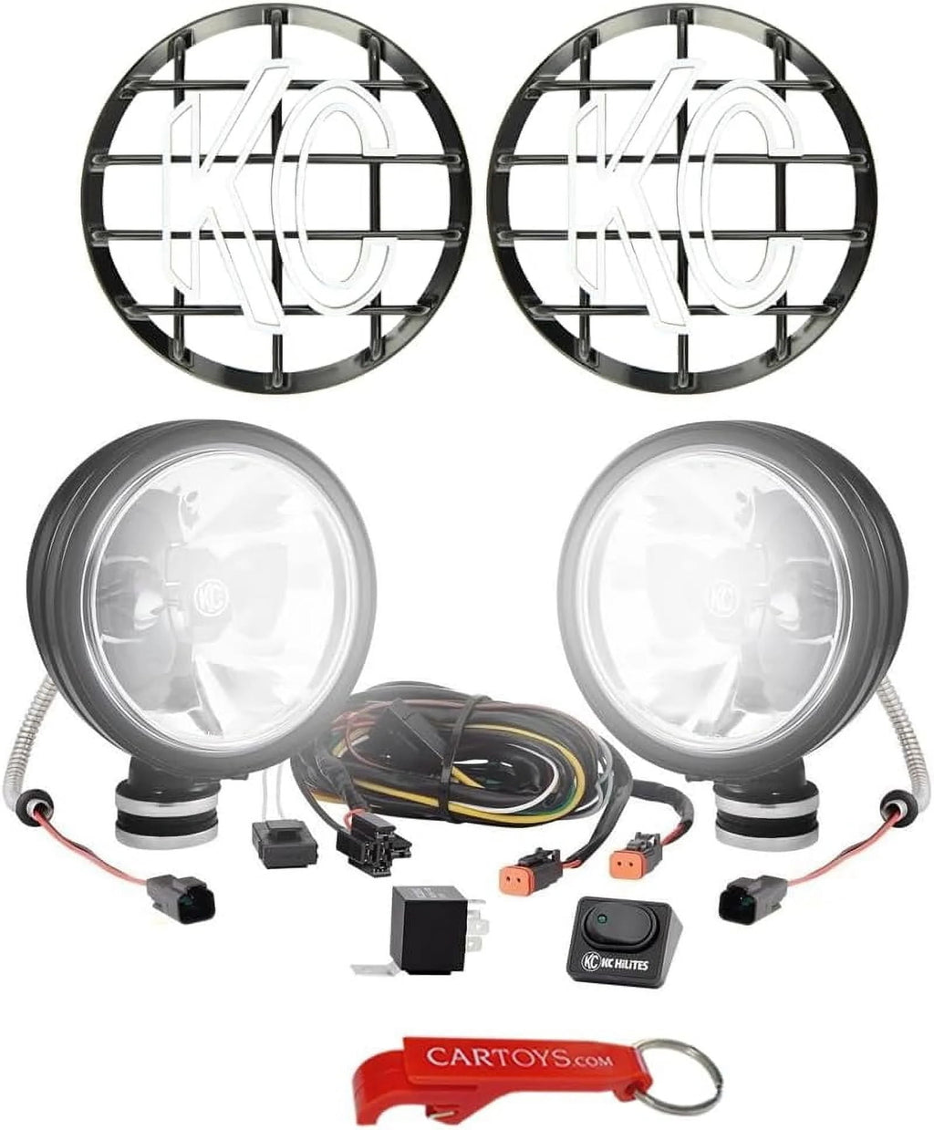 KC HiLiTES 651 Gravity G6 Daylighter Spot Light System & Stone Guards Armored-for-Offroading Bundle. CREE LED 40 Watt Focused Long Distance Beam Weatherproof Spotlight Pair, 2,300 Lumens