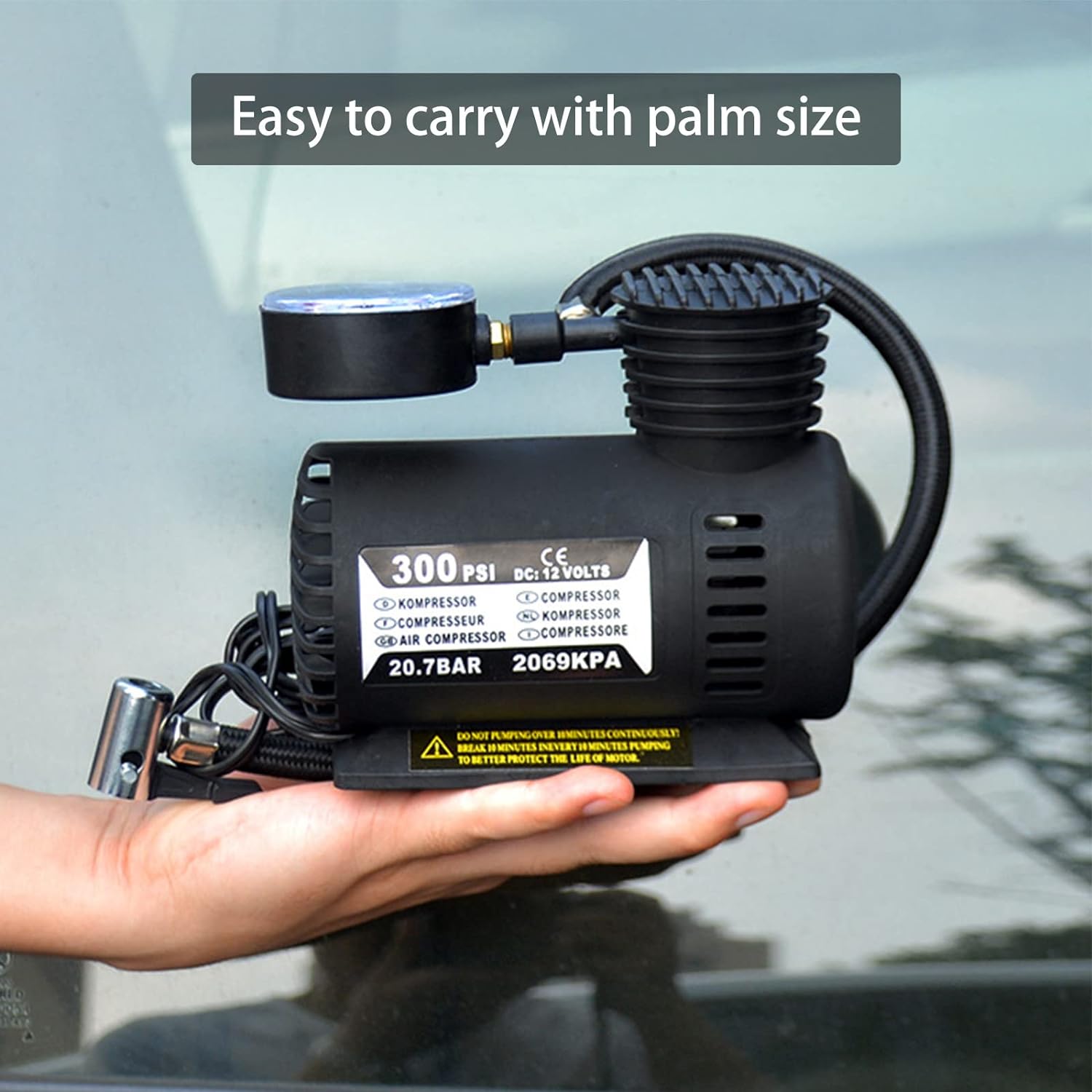 Portable Tire Inflator, 12V Portable Compressor Car Accessories Car Tire Pump with Long Power Cord and Digital Pressure Gauge 𝖠𝗂𝗋 Pump for Car Tires, Bikes, Balls