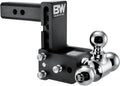 Tow & Stow Adjustable Trailer Hitch Ball Mount - Fits 2" Receiver, Tri-Ball (1-7/8" x 2" x 2-5/16"), 5" Drop, 10,000 GTW - TS10048B