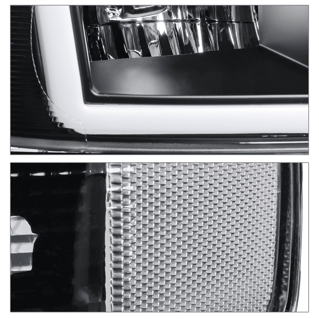 A set of 4 LED running light bars L+R black headlights + bumper signals for 2003-2014 Chevrolet Express 1500,2003-2023 Chevrolet Express 2500