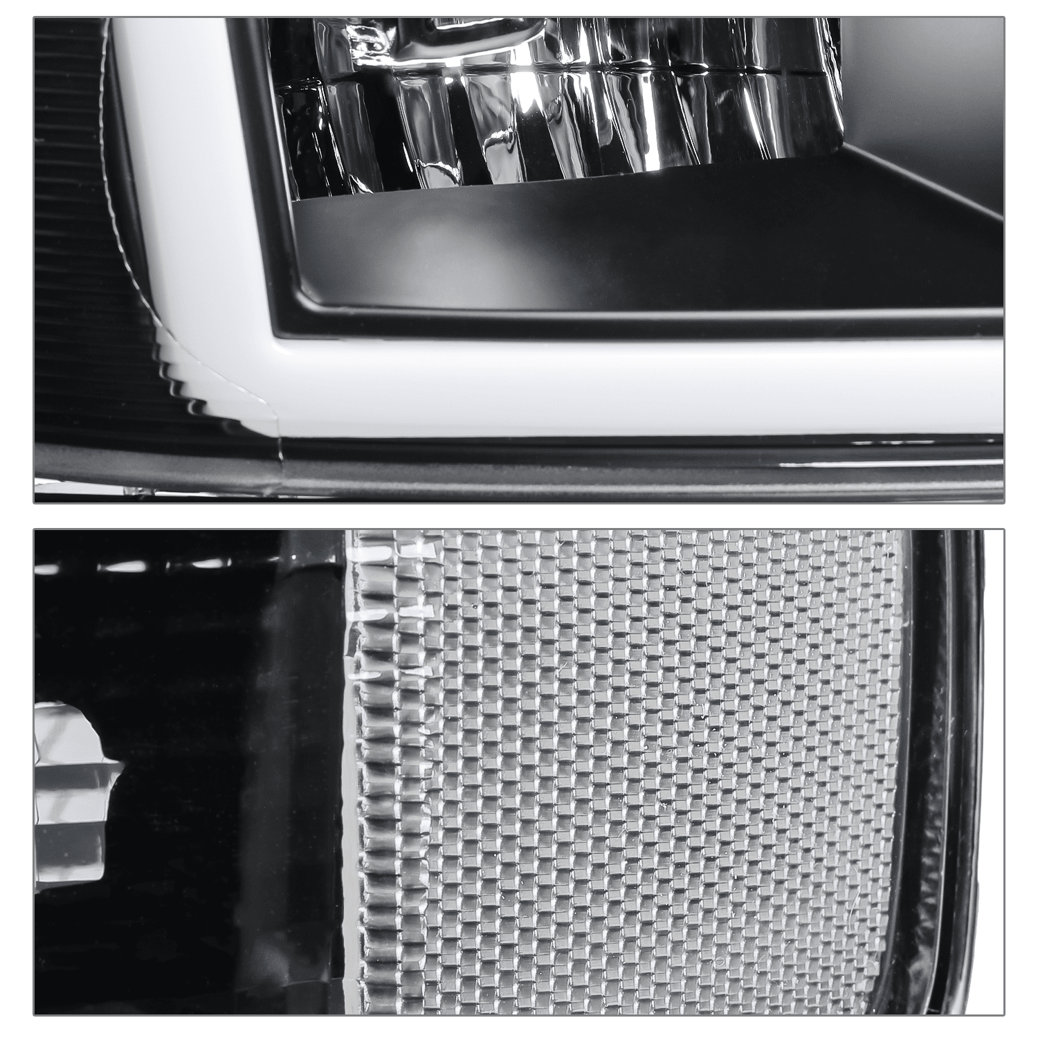 A set of 4 LED running light bars L+R black headlights + bumper signals for 2003-2014 Chevrolet Express 1500,2003-2023 Chevrolet Express 2500