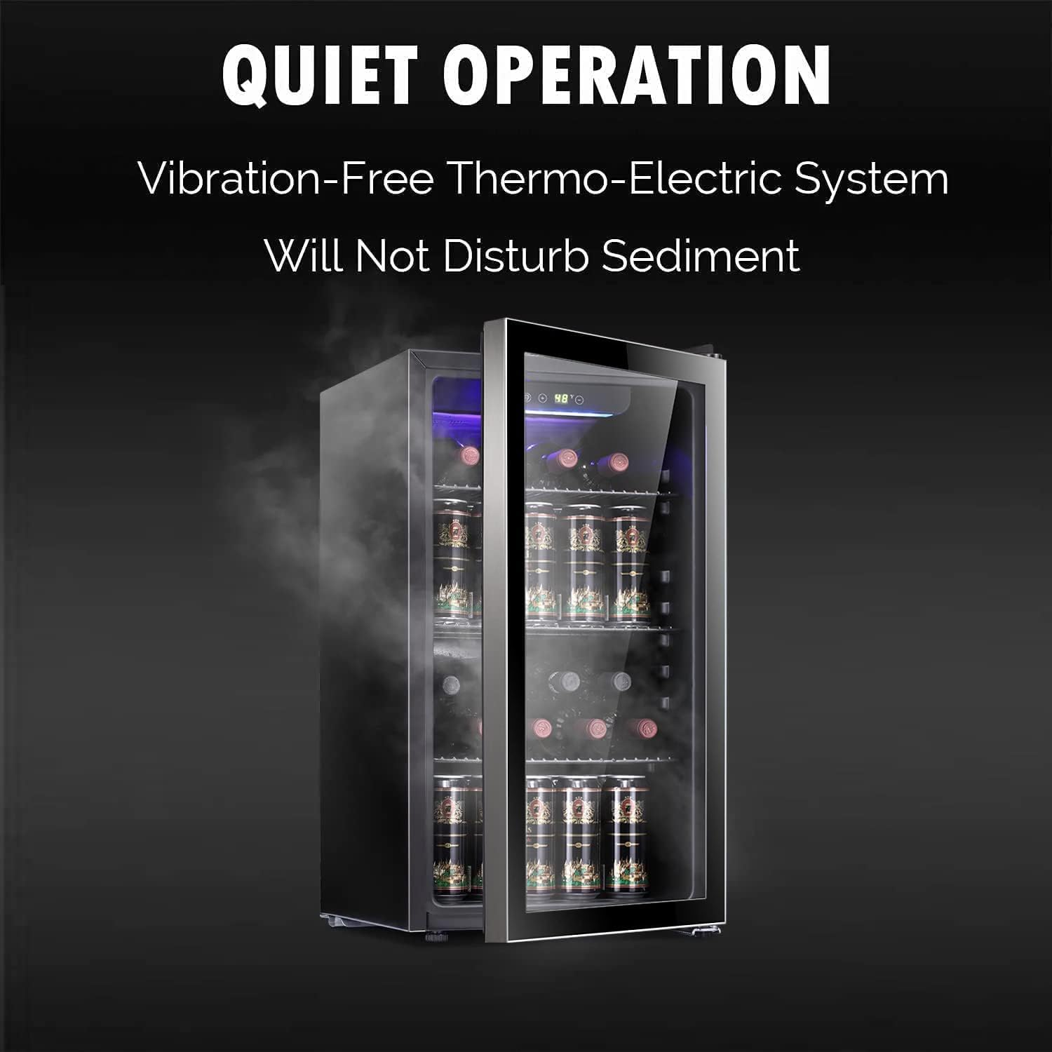 Antarctic Star 36 Bottle Wine Cooler/Cabinet BeverageRefrigerator Small Mini Wine Cellar Beer Soda Bar Fridge Quiet Operation Compressor Adjust Temperature Freestanding Black, 4.4 Cu. ft