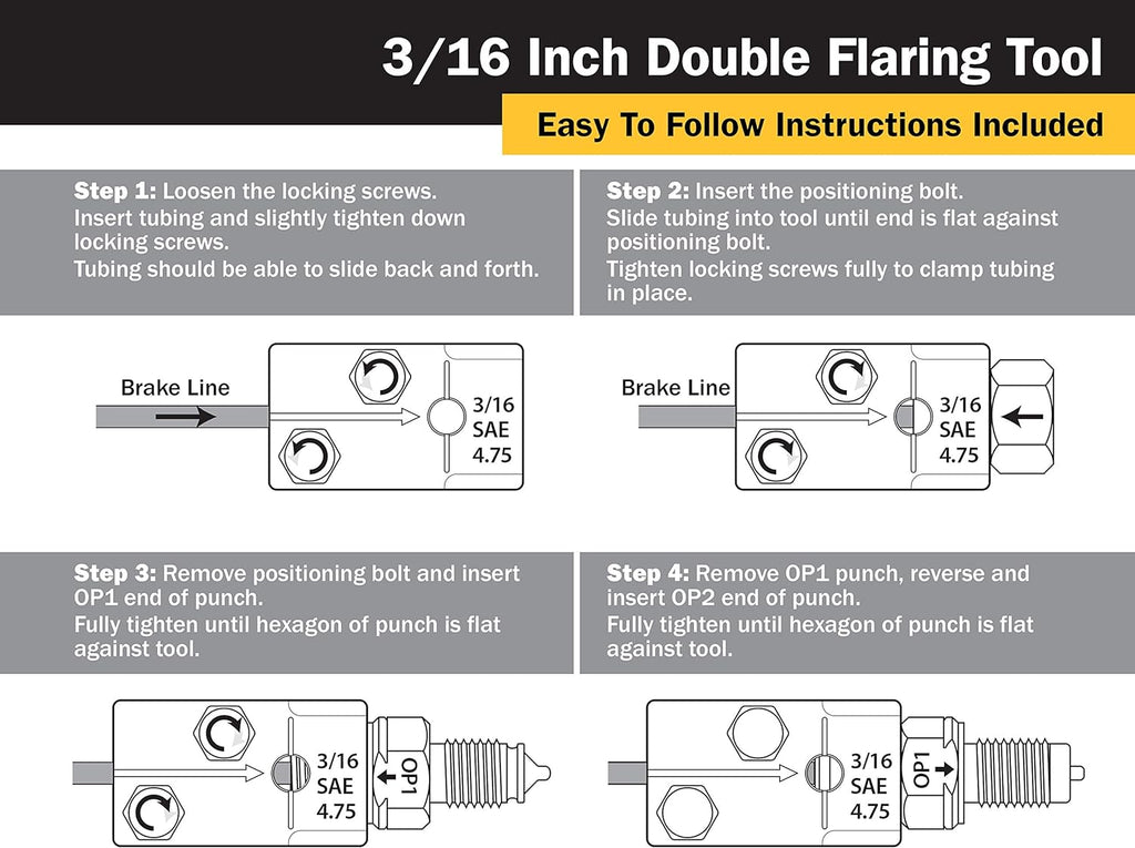 Professional Single, Double, and Bubble Flaring Tool Set, Black
