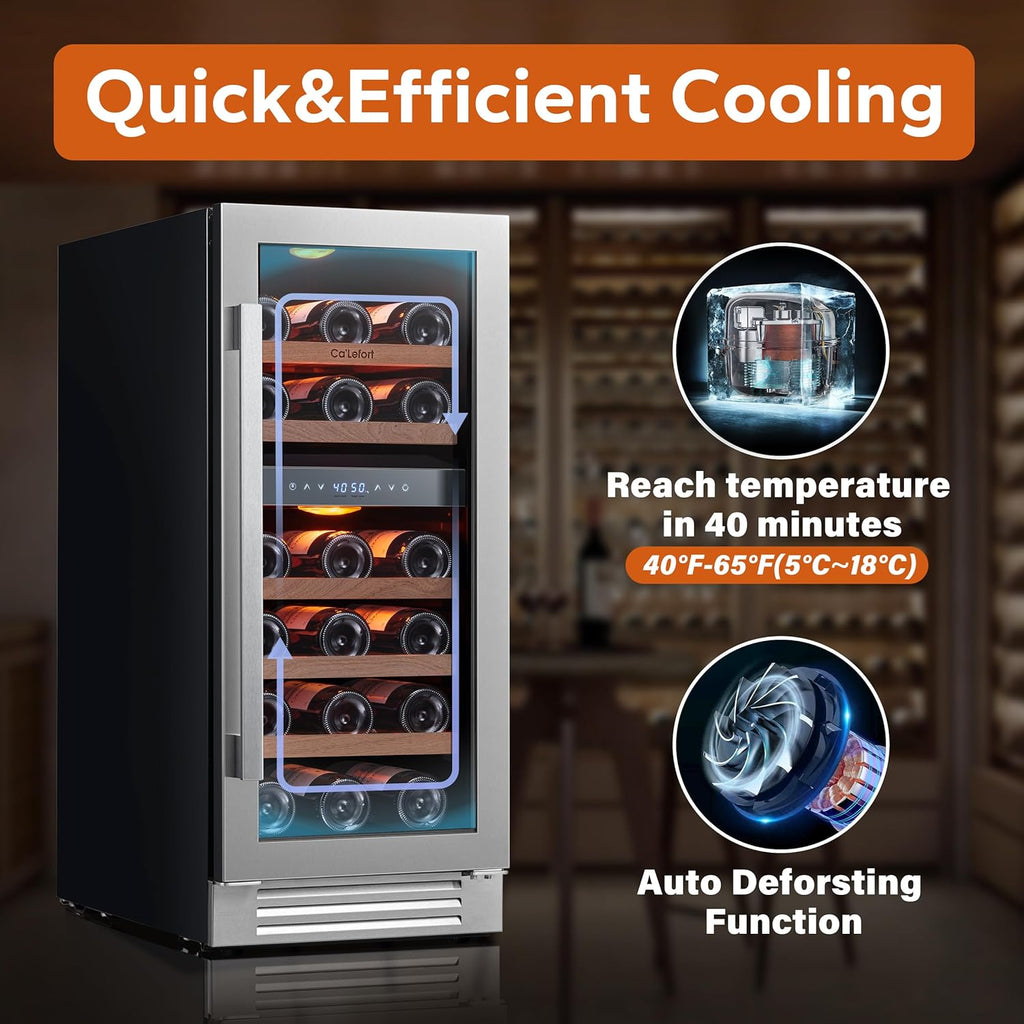 24'' Wine Cooler Refrigerator - 46 Bottle Wine Fridge Dual Zone with Modern Touch Intelligent Digital 40°-65°F Low Noise, Built in or Freestanding Wine Cooler for Home and Kitchen