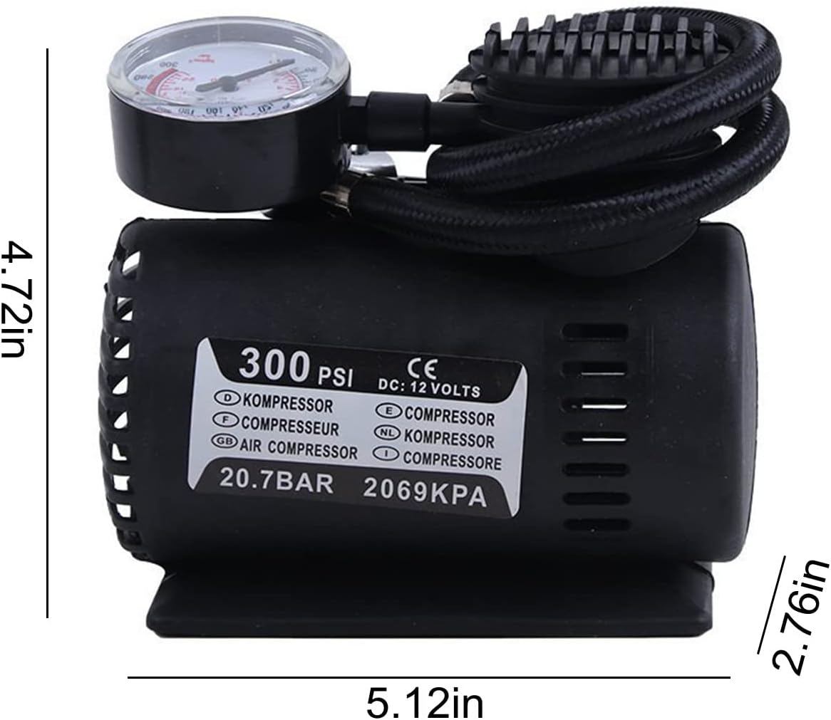 Portable Tire Inflator, 12V Portable Compressor Car Accessories Car Tire Pump with Long Power Cord and Digital Pressure Gauge 𝖠𝗂𝗋 Pump for Car Tires, Bikes, Balls