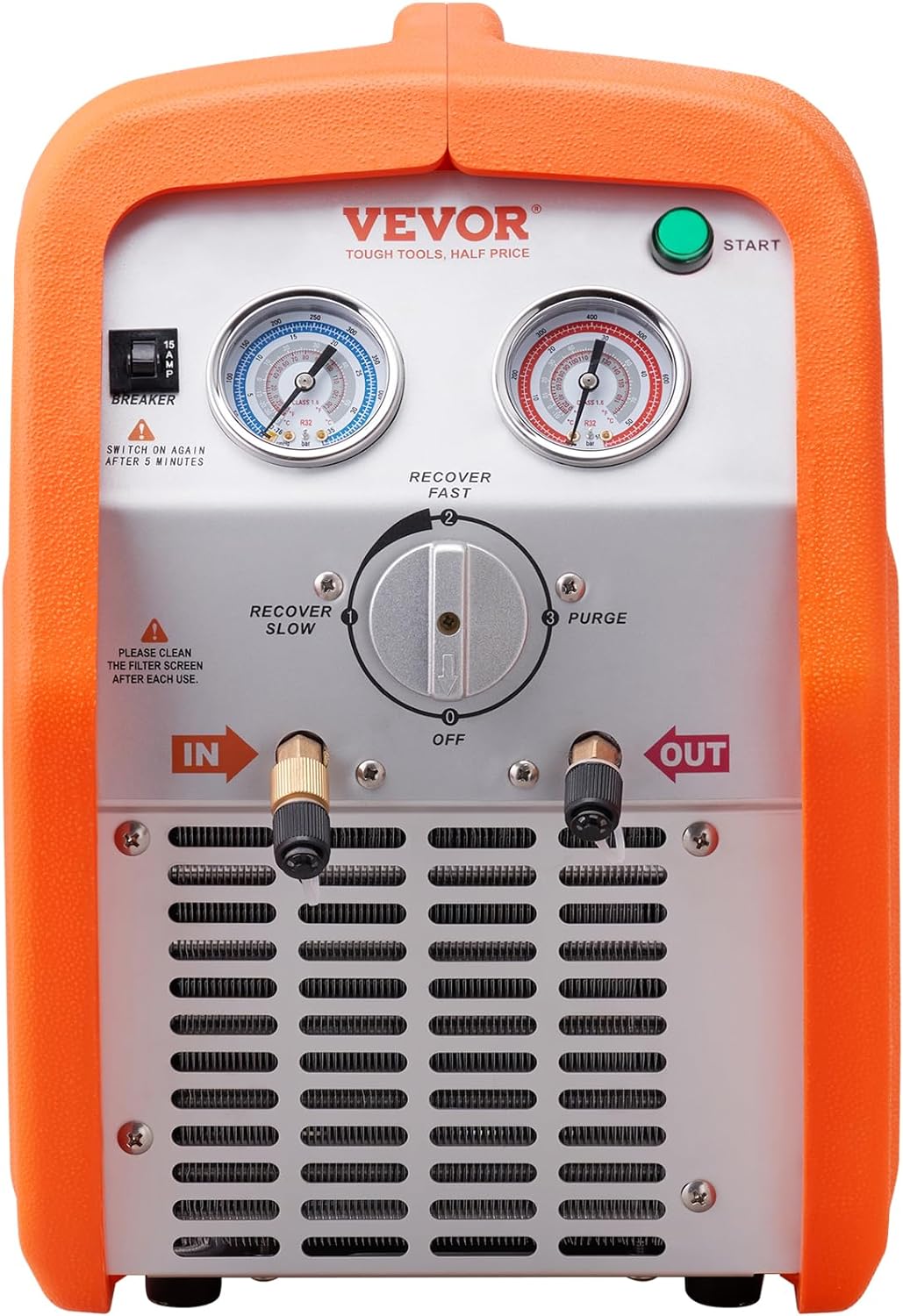 1 HP Refrigerant Recovery Machine - Dual Cylinder Portable AC Recovery Machine with High Pressure Protection 120V 60Hz Recovery Machine HVAC for Vapor Liquid Refrigerant, Car Air Conditioning