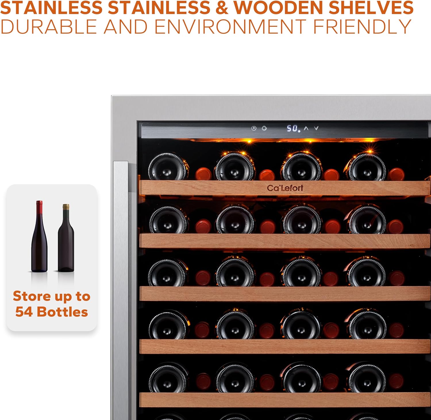 24'' Wine Cooler Refrigerator - 46 Bottle Wine Fridge Dual Zone with Modern Touch Intelligent Digital 40°-65°F Low Noise, Built in or Freestanding Wine Cooler for Home and Kitchen