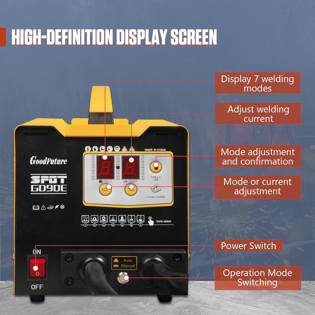 Vehicle Panel Spot Puller Dent Spotter 110V, 3500A Spot Dent Puller Welder, 3KW Car Body Stud Welding Machine Multispot Bonnet Door Repair Tool Kit
