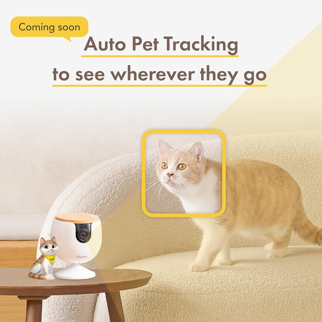 360° Cat Camera: See Your Cat from Anywhere | Rotating 360° Cat Tracking, Treat Toss, Color HD Night Vision, 2-Way Audio, Real-Time Notifications, Designed for Cats | Pet Camera w/Phone App