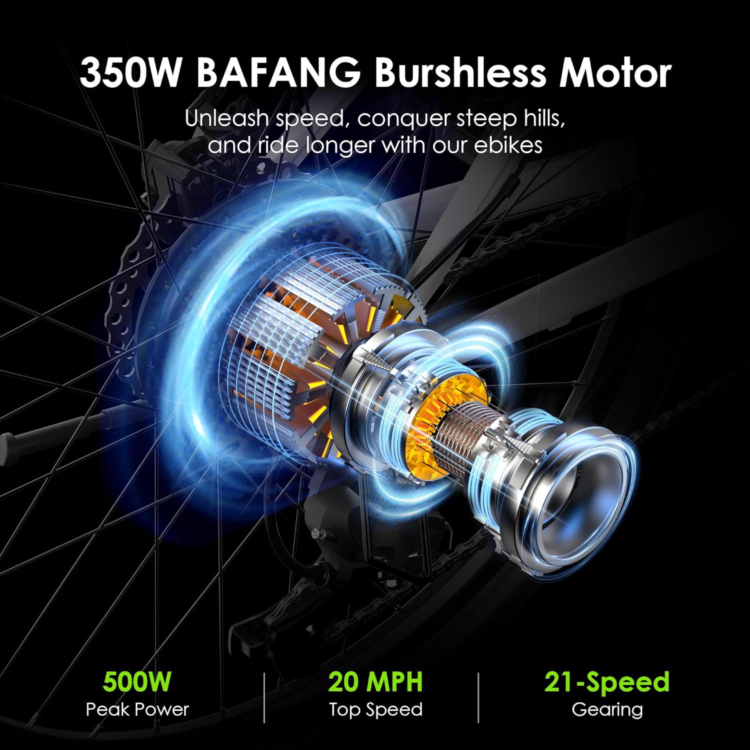 Adult Electric Bike, 350W BAFANG Motor (500W Peak), 4A 3H Fast Charging, 468Wh Li-Ion Battery, 21 Speed Gears, Air Saddle, 45 Miles 20 MPH 26" Mountain Bike Electric Bike, ANSI/CAN/UL2849 Compliant