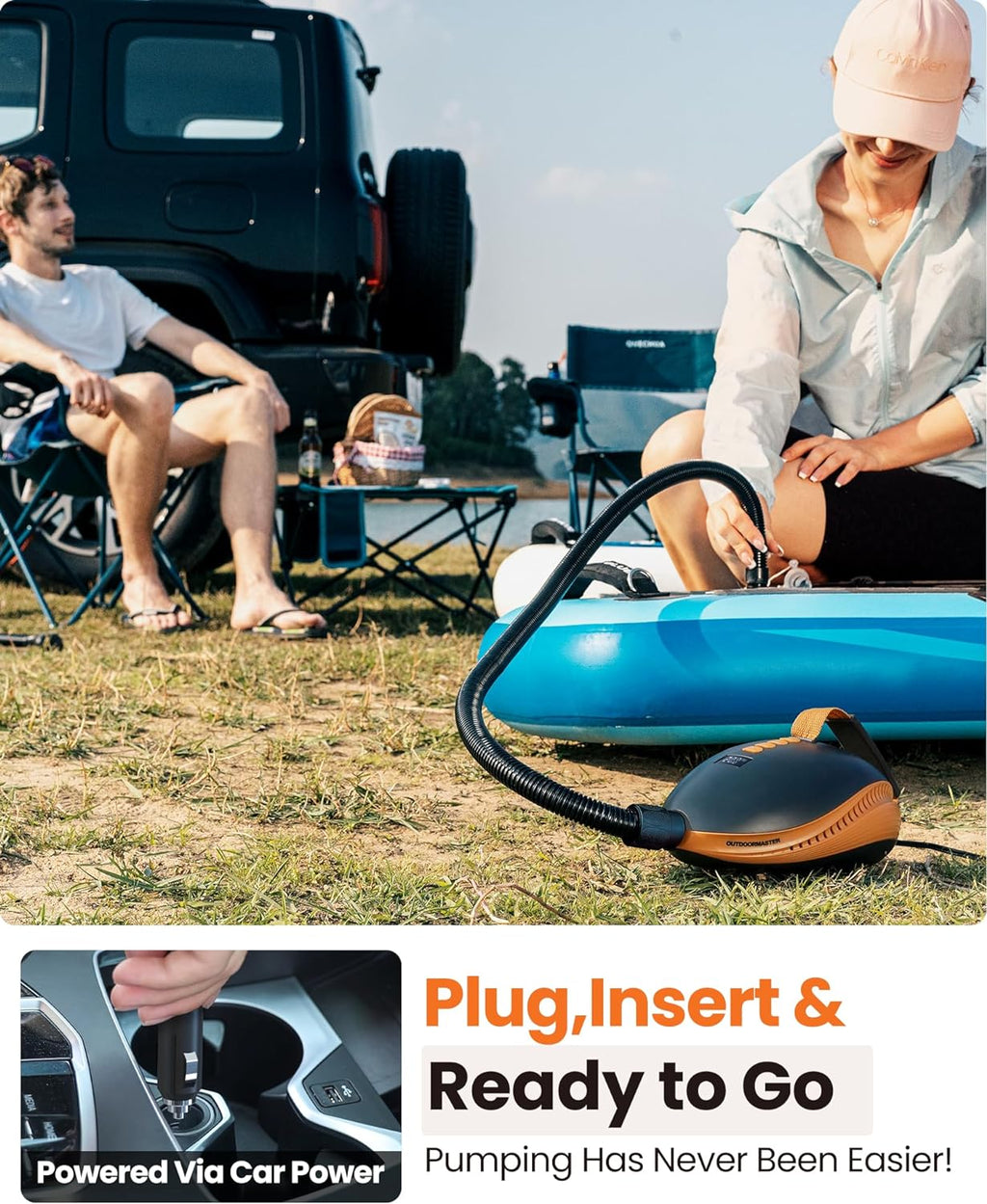High Pressure Paddle Board Pump Electric Dolphin -Quick Portable SUP Air Pump,Auto-Off &12V DC Car Connector Electric Pump for Inflatable Stand up Paddle Boards,Boats,Inflators