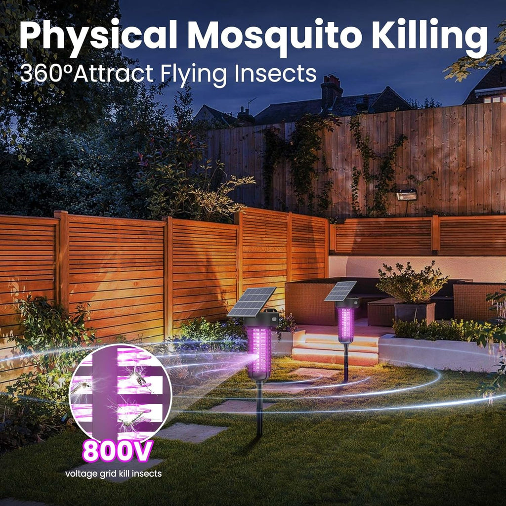 Solar Bug Zapper Outdoor Mosquito Trap Killer Mosquito Killer Lamp，Cordless & Rechargeable ，Fly Zapper Mosquito Catcher Lamp Decor Light for Patio Garden