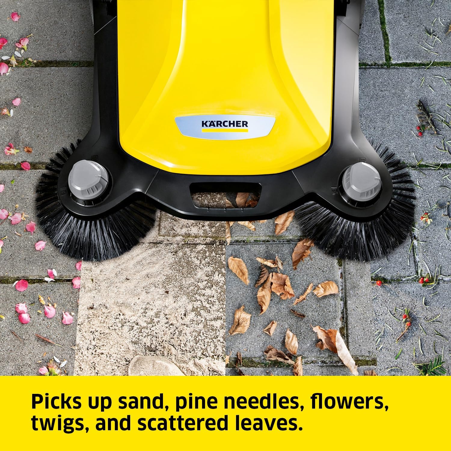 S 6 Twin Walk-Behind Outdoor Hand Push Floor Sweeper - 10 Gallon Capacity - 33.9" Sweeping Width - Sweeps up to 32,300 Square Feet/Hour