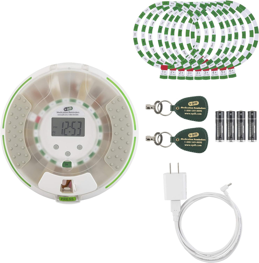 e-Pill Voice - Locked Automatic Pill Dispenser - Reminds with a Friendly Voice