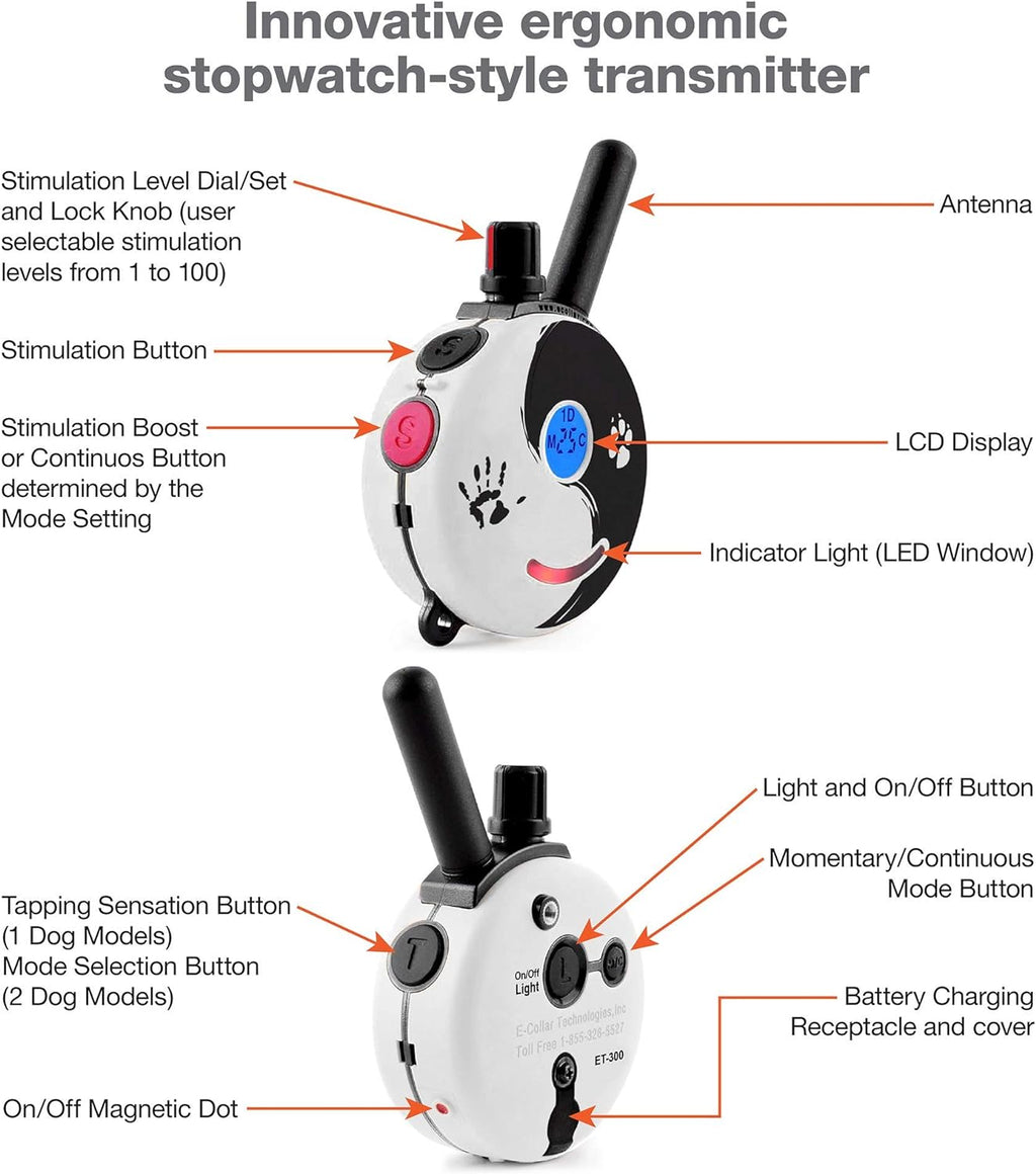 Humane Dog Training Collar with Remote, Features 100 Levels of Safe Stimulation, Tapping Sensation, Night Light, Waterproof, Rechargeable, 1 Mile 1 Dog, Black