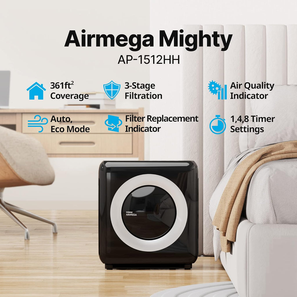 True HEPA Purifier with Air Quality Monitoring, Auto, Timer, Filter Indicator, and Eco Mode, 16.8 x 18.3 x 9.7, White