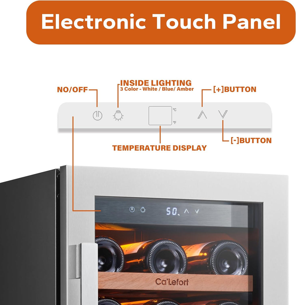 24'' Wine Cooler Refrigerator - 46 Bottle Wine Fridge Dual Zone with Modern Touch Intelligent Digital 40°-65°F Low Noise, Built in or Freestanding Wine Cooler for Home and Kitchen