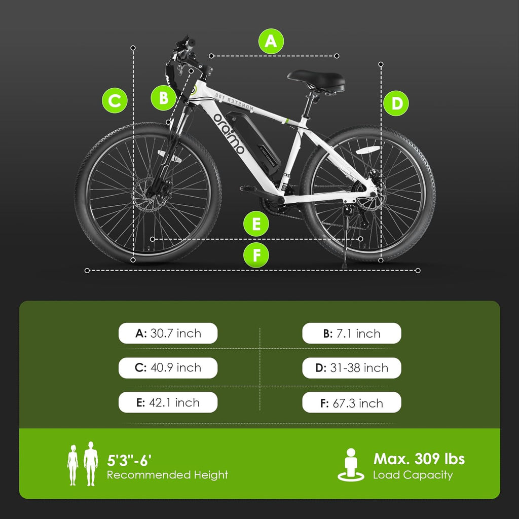 Adult Electric Bike, 350W BAFANG Motor (500W Peak), 4A 3H Fast Charging, 468Wh Li-Ion Battery, 21 Speed Gears, Air Saddle, 45 Miles 20 MPH 26" Mountain Bike Electric Bike, ANSI/CAN/UL2849 Compliant