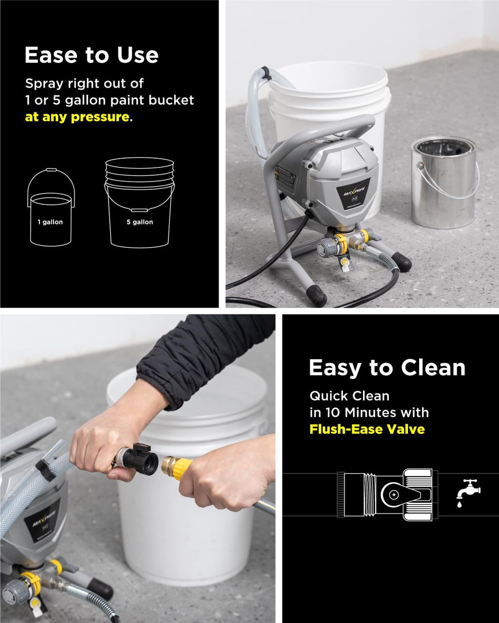 Airless Paint Sprayer, 2024 Version, High Efficiency, Thinning-Free, Minimal Overspray, for Home Exterior & House Interior DIY Painting Projects, with Paint Sprayer Accessories