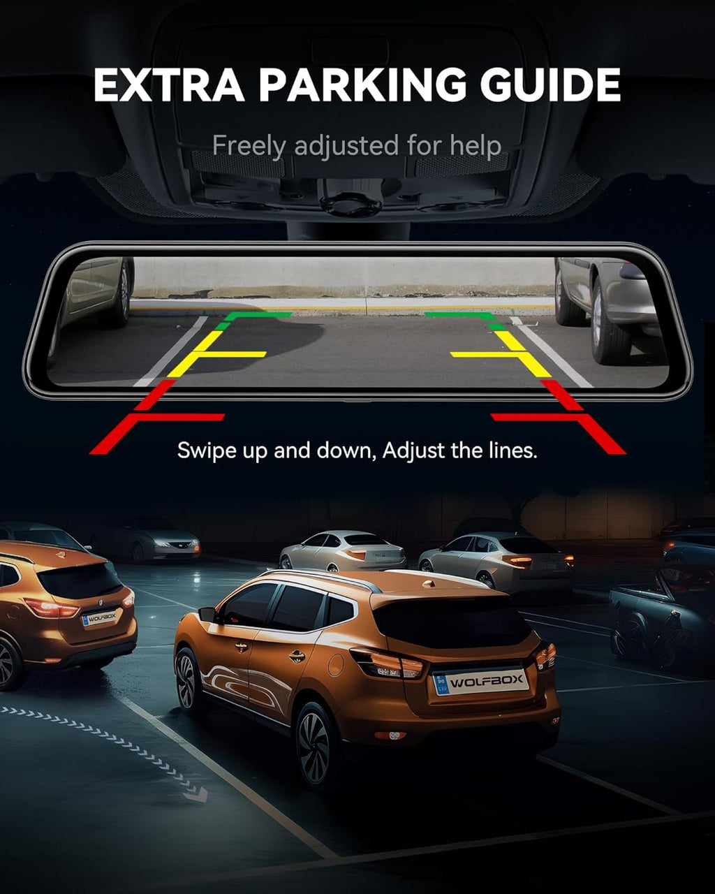 12" 4K Mirror Dash Cam Backup Camera, 2160P Full HD Smart Rearview Mirror for Cars & Trucks, Front and Rear View Dual Cameras, Night Vision, Parking Assistance, Free 32GB Card & GPS