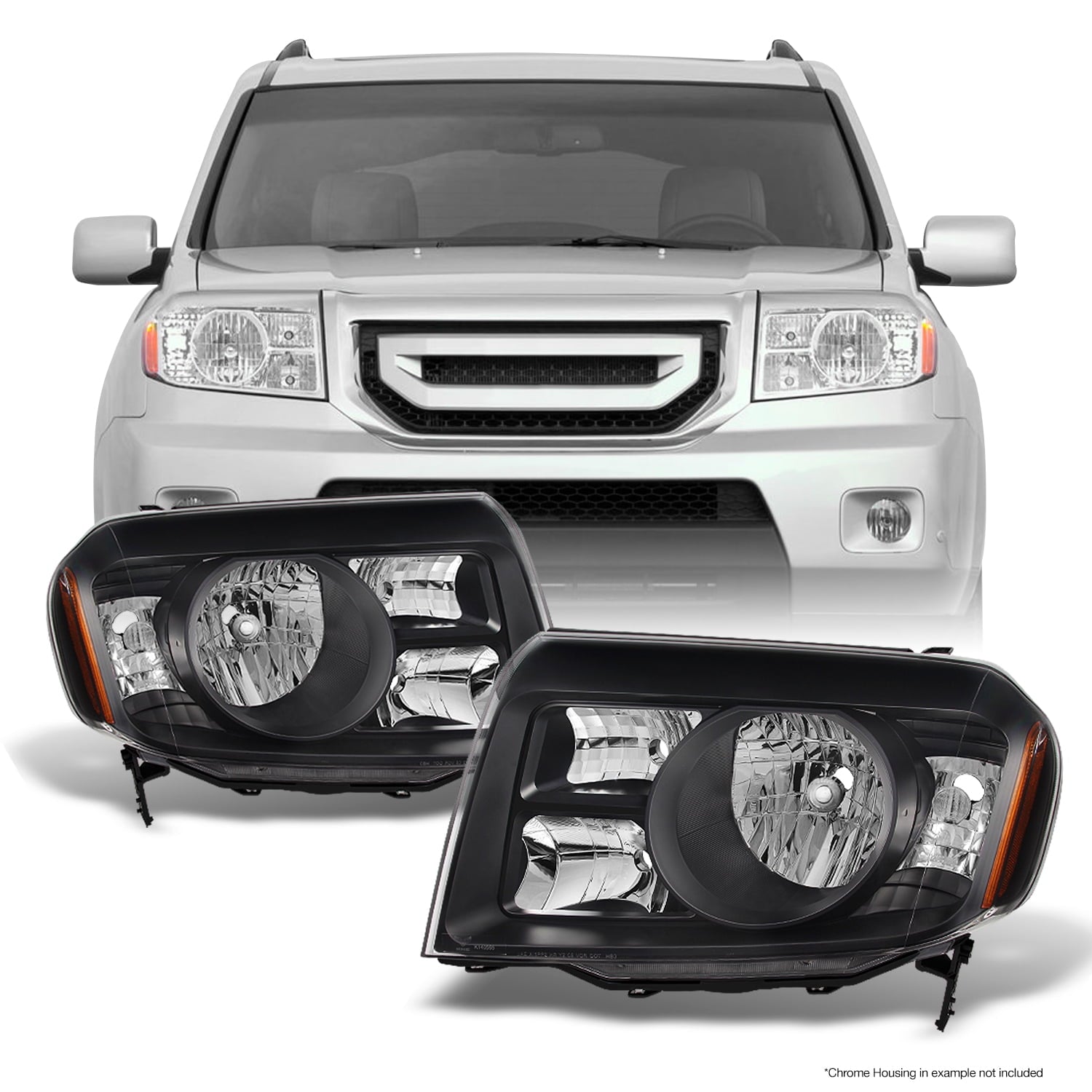 - Change the pair Settings for Honda Pilot SUV black headlight driver left + passenger right