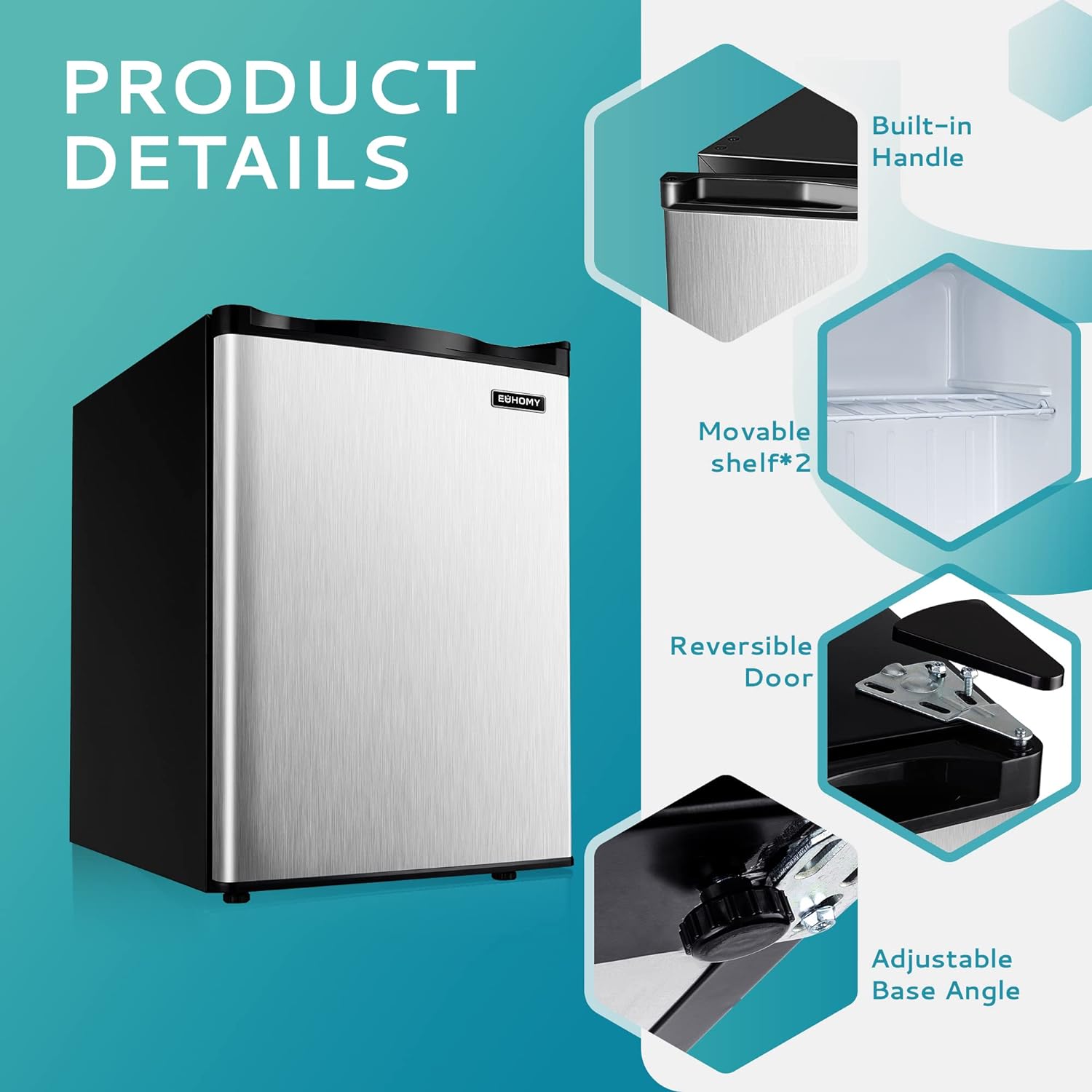 Upright freezer, 3.0 Cubic Feet, Single Door Compact Mini Freezer with Reversible Stainless Steel Door, Small freezer for Home/Dorms/Apartment/Office (Silver)