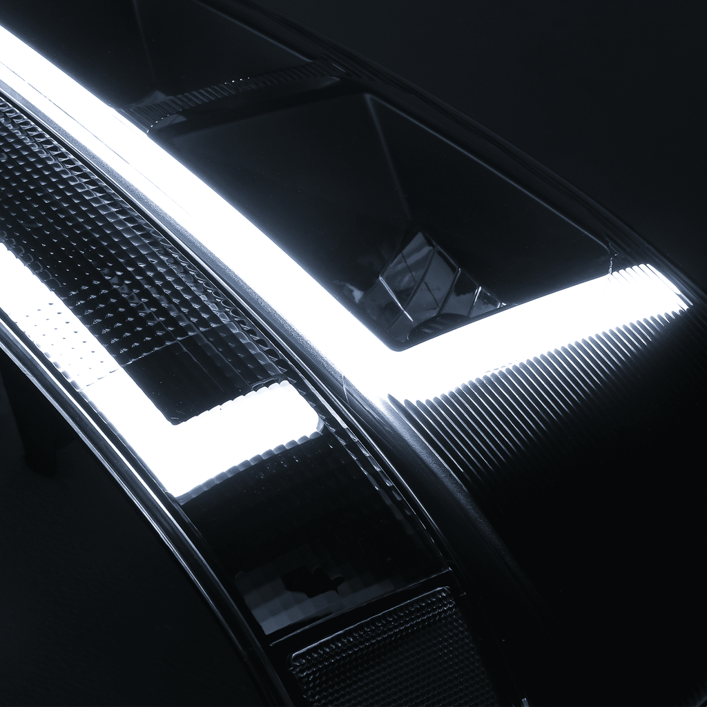 A set of 4 LED running light bars L+R black headlights + bumper signals for 2003-2014 Chevrolet Express 1500,2003-2023 Chevrolet Express 2500