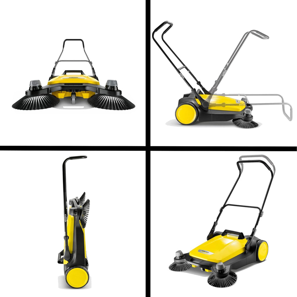 S 6 Twin Walk-Behind Outdoor Hand Push Floor Sweeper - 10 Gallon Capacity - 33.9" Sweeping Width - Sweeps up to 32,300 Square Feet/Hour