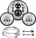 7 "Motorcycle Led Headlights 4.5" Fog Light Assist DOT Kit Compatible with Harley-Davidson Elektra Street Glide Fat Boy Road King Heritage Softtail CVO,