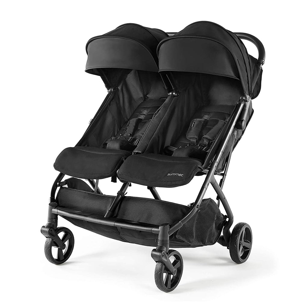 3Dpac CS+ Double Stroller, Black – Car Seat Compatible Baby Stroller – Lightweight Stroller with Convenient One-Hand Fold